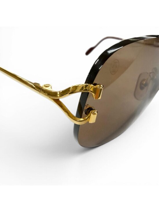 Cartier Rimless Two Point 2C Decor Eyewear Sunglasses Gold Bordeaux Brown 18 main image 4